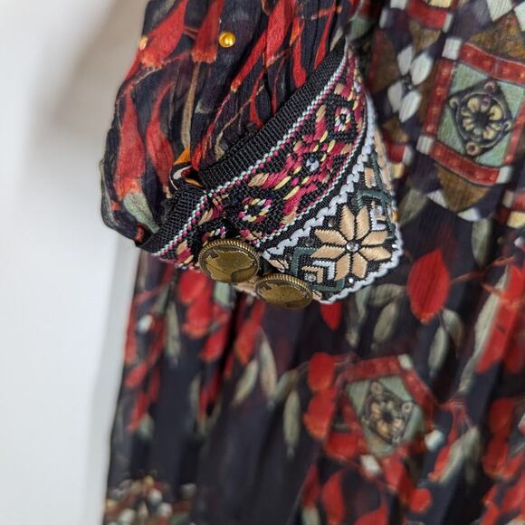 Camilla Long Gathered Panel Maxi Dress Paved In Paisley Size XS Preowned - Picture 9 of 16